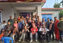 इन्द्रपुर जेसीजले व्हीलचेयर दिएपछि अपांगता भएका ५ जना हर्षित