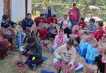 आफ्नै ठाउँमा व्यावसायिक बन्न मुढा बनाउने सीप सिक्दै दिक्तेलका महिला