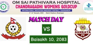 महिला गोल्डकप फुटबल प्रतियोगितामा आज अन्तिम क्वार्टर फाइनल खेल हुँदै